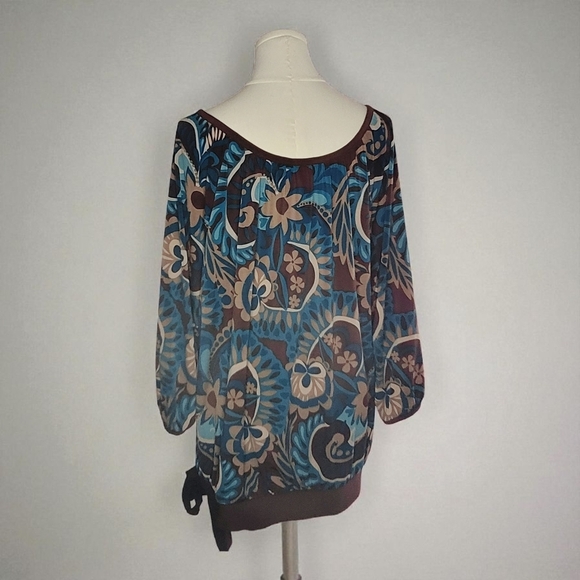 Apt. 9  - 2X Beige Blue Brown Floral Top - Picture 3 of 6